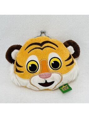 Wild Republic Tiger Plush Purse Pouch Wallet Bag Strap Mini Clasp Coin Girl Kid